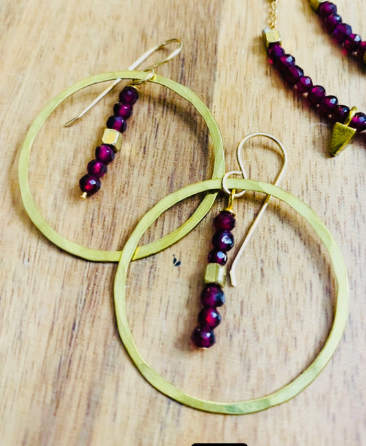 Garnet in-line hoops - Available in several stone options!