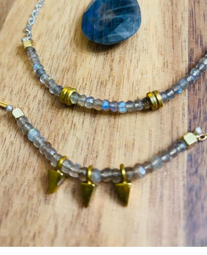 Labradorite Arrow Layering Necklace - Multiple Stone Options