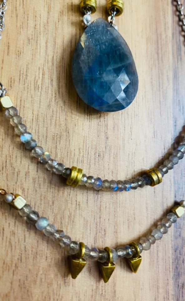 Labradorite Arrow Layering Necklace - Multiple Stone Options