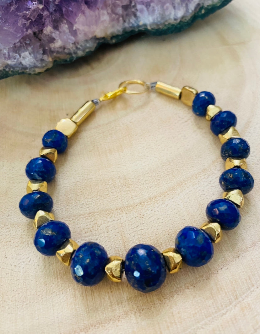 His and Hers Deep Blue Lapis Bracelets - Hers!