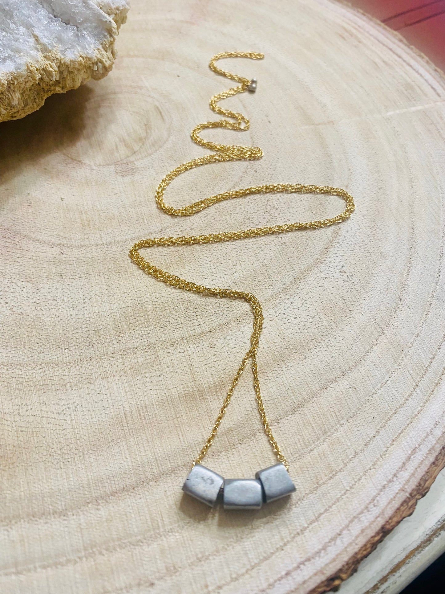 Gold Fill Chain with Recycled Ethiopean Aluminum Beads